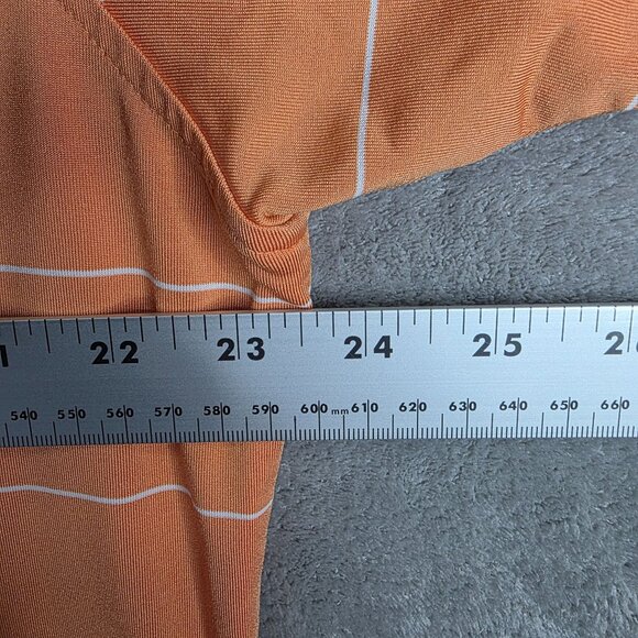 Mens Tech Orange & White Striped OSU Polo Shirt Short Sleeve Polyester Stretch M - Picture 7 of 9